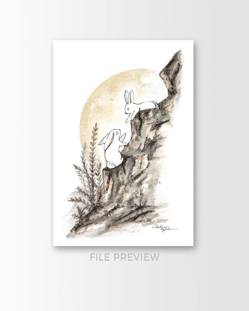 Printable for Journal or Planner Bunny on a Journey Painting image 4
