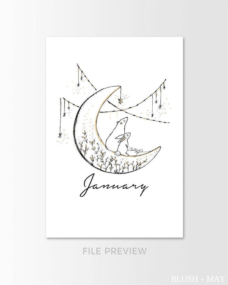 Blank and January Printable for Journal or Planner Bear and | Etsy