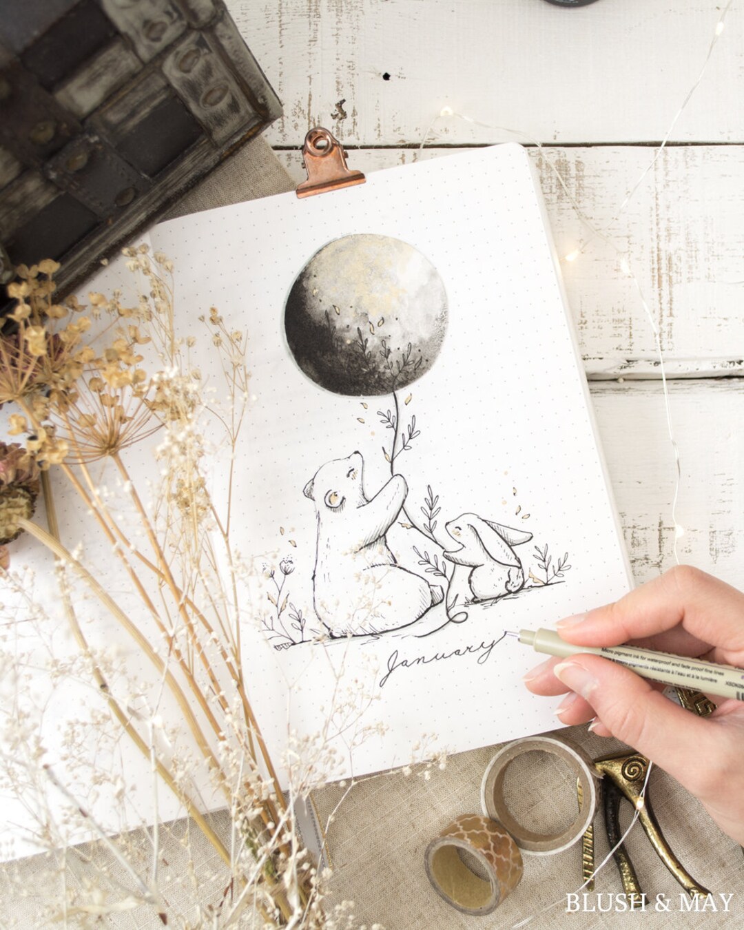 Full Blank January Setup Printable for Journal or Planner Celestial - Etsy