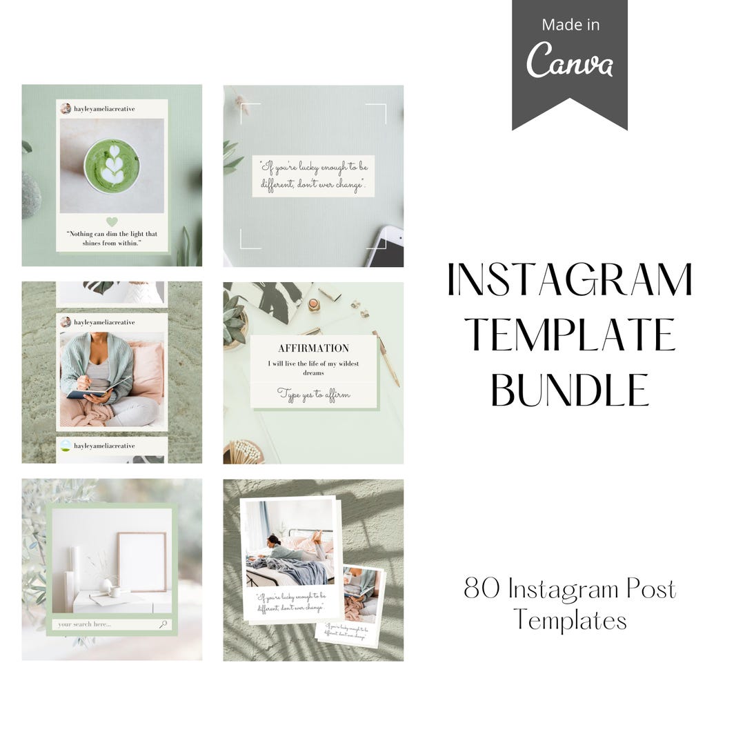 80 Green Instagram Templates - Etsy