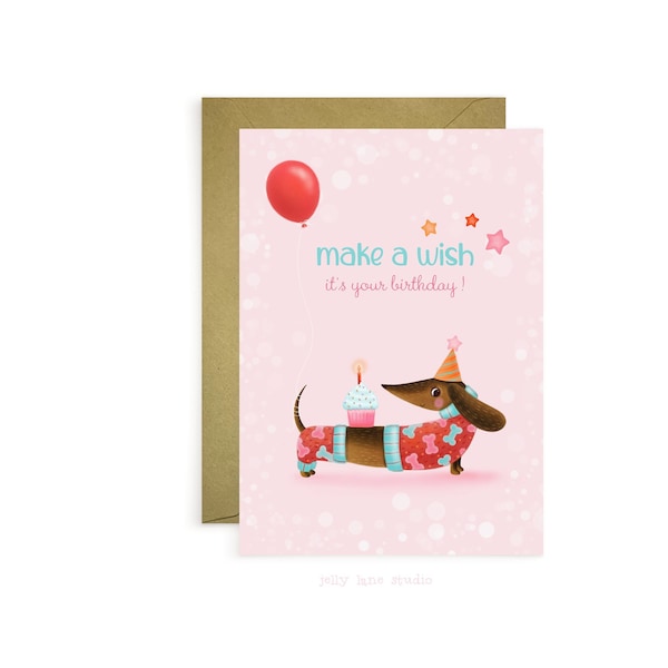 Dachshund Birthday Card, Doxie Greeting Card, Happy Birthday, Cute Weenie Dog Greeting Card, Eco Friendly Card, Dachshund Lover Card, Blank