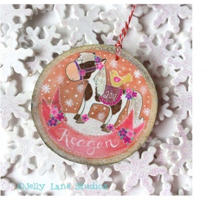 Pony Ornament, Personalized Christmas Ornament for Child, Cute Horse Ornament, Custom Wood Slice Ornament, Horse Orament