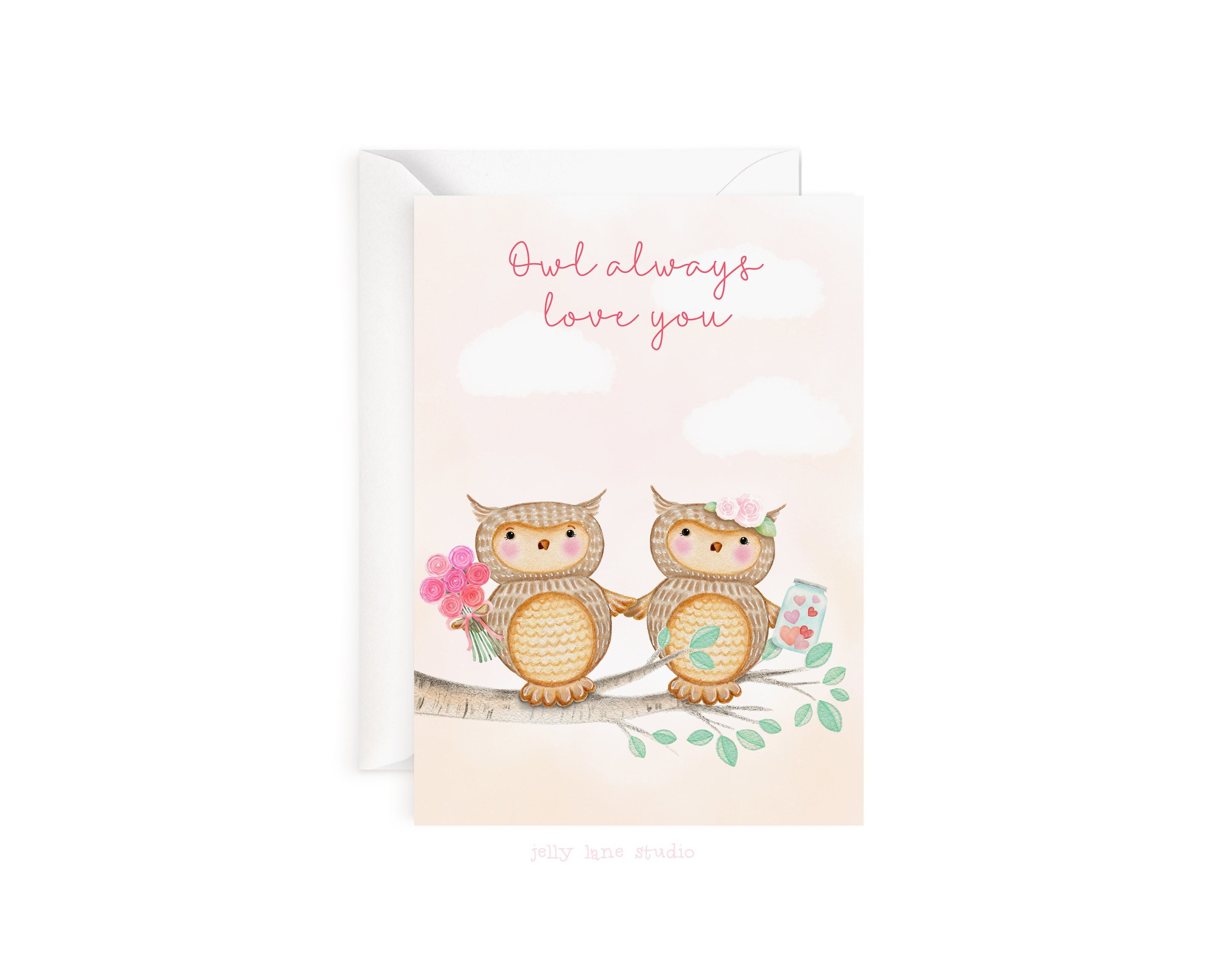 Owl Valentine's Day Card, Printed Valentine, Cute Couple Card, Valentine Card for Boyfriend, Eco