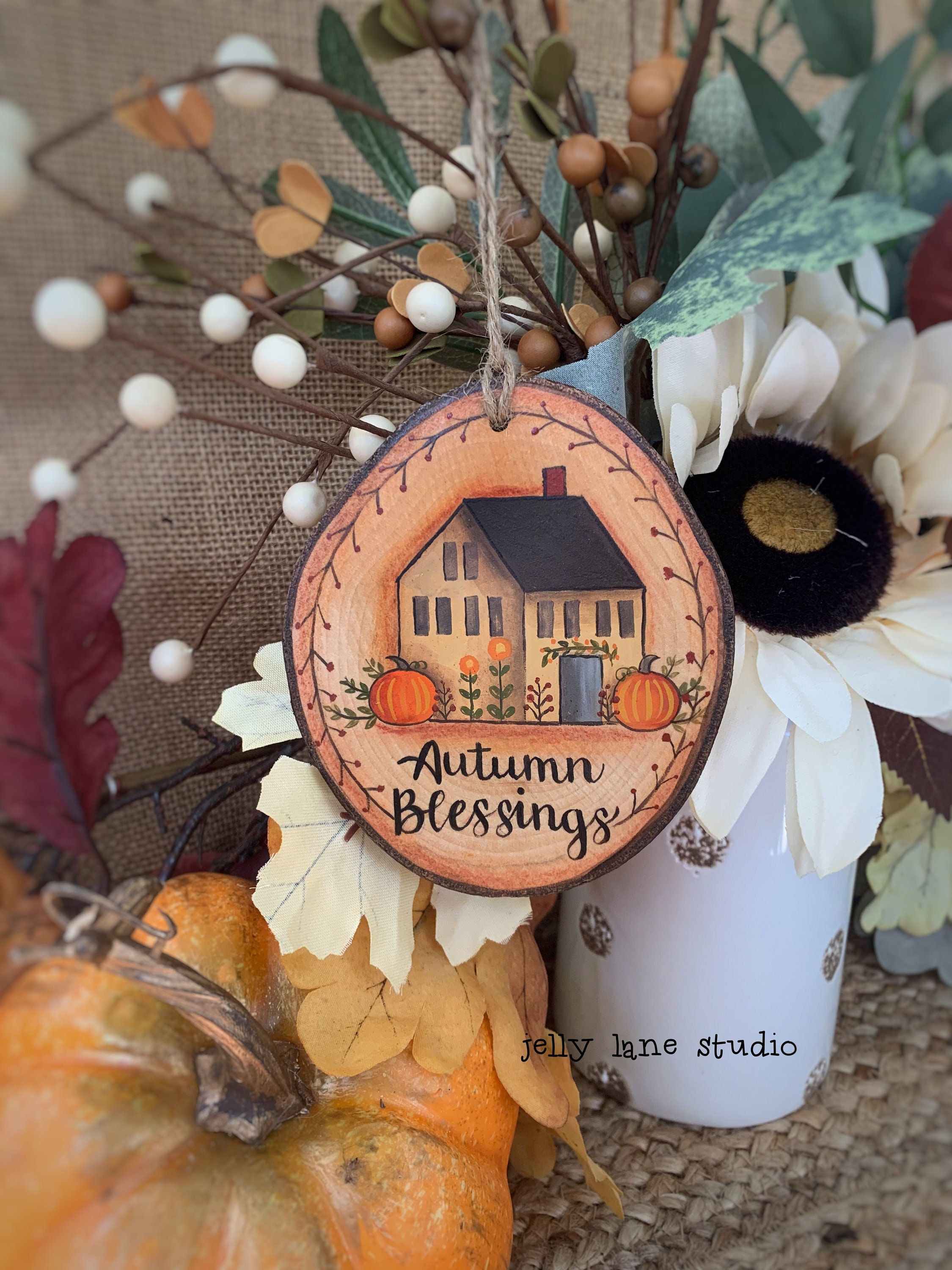 New Home Ornament, Custom House Ornament, Fall Wood Slice Ornament, Autumn Housewarming Gift, Personalized, Fall Wedding Gift, 1st Home