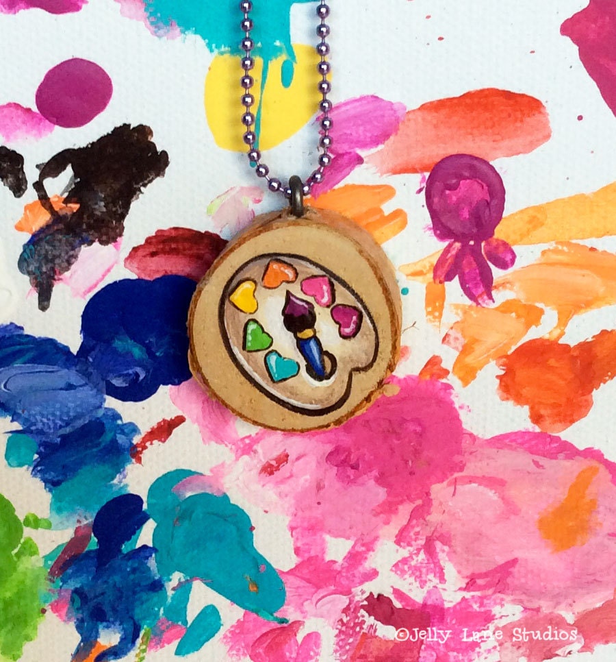FUSTMW Artist Paint Palette Necklace – Colorful Painter Jewelry Gift For Art Teachers & Students - View #2