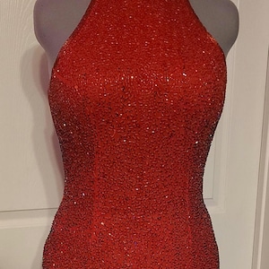 Vintage Papéll Boutique Rotes Perlen Abendkleid – Size 4