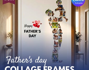 Father and Son Collage Frame | Photo Collage Canva Template | Dad & Son Memory Frame | Father’s Day Gift Idea | Family Photo Layout