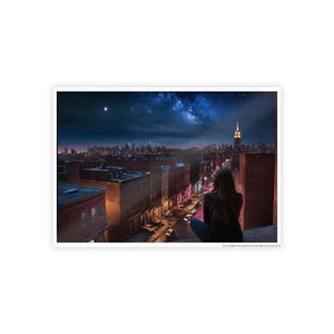 Nächtliche Stadtbild Glanz Poster, Urban Dekor, Sternenhimmel Kunst, Inspirational Wandkunst, Haus Büro Dekoration