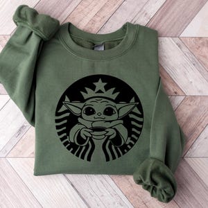 Star Wars Baby Yoda Shirt, Starbucks Yoda Shirt, Coffee Lover Gift, Star Wars Disney Shirt, Mandalorian T-shirt, Disney Baby Yoda Shirt 352 image 3