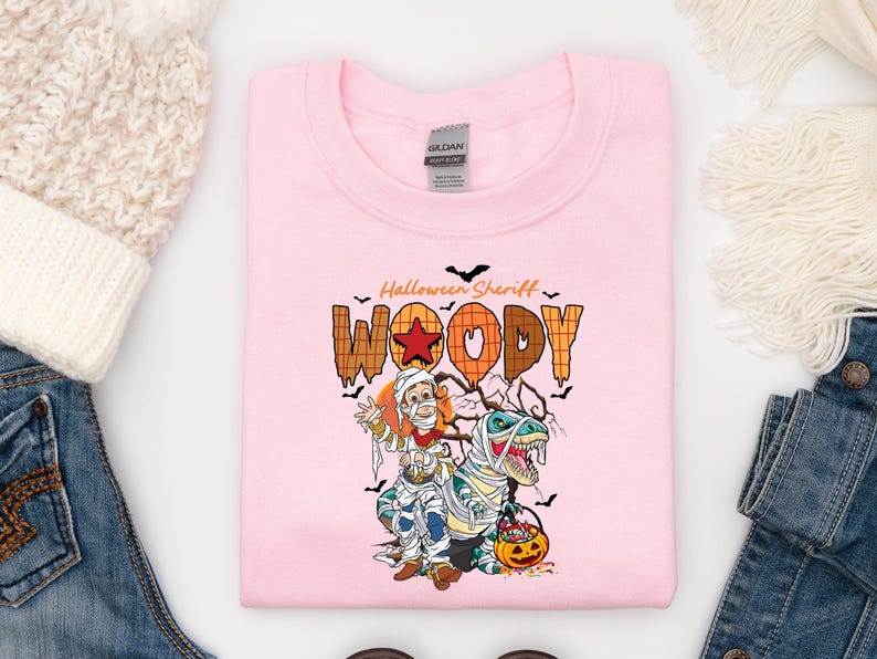 Disney Spooky Vibes Toy Story Woody Shirt, Disney Woody Custom Name Halloween Sweatshirt, Mummy Toy Story Woody Tee, Spooky Season, a183 image 3