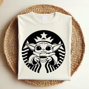 Star Wars Baby Yoda Shirt, Starbucks Yoda Shirt, Coffee Lover Gift, Star Wars Disney Shirt, Mandalorian T-shirt, Disney Baby Yoda Shirt 352 image 1