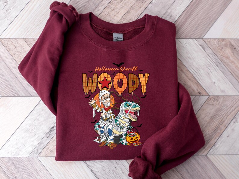 Disney Spooky Vibes Toy Story Woody Shirt, Disney Woody Custom Name Halloween Sweatshirt, Mummy Toy Story Woody Tee, Spooky Season, a183 image 5