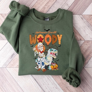 Disney Spooky Vibes Toy Story Woody Shirt, Disney Woody Custom Name Halloween Sweatshirt, Mummy Toy Story Woody Tee, Spooky Season, a183 image 1