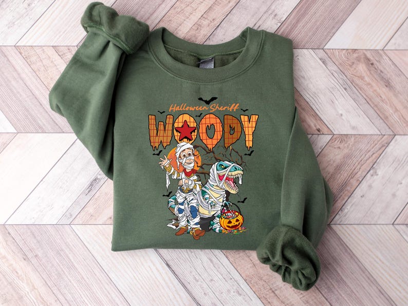 Disney Spooky Vibes Toy Story Woody Shirt, Disney Woody Custom Name Halloween Sweatshirt, Mummy Toy Story Woody Tee, Spooky Season, a183 image 1