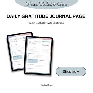 Journal quotidien de gratitude : page de réflexion imprimable (PDF et Canva) image 3