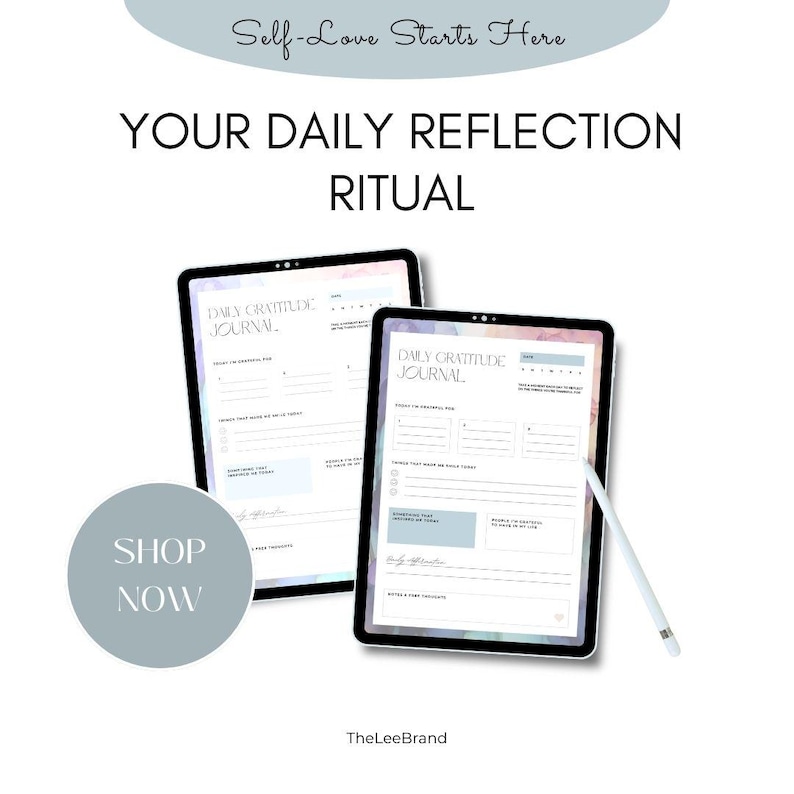 Journal quotidien de gratitude : page de réflexion imprimable (PDF et Canva) image 1