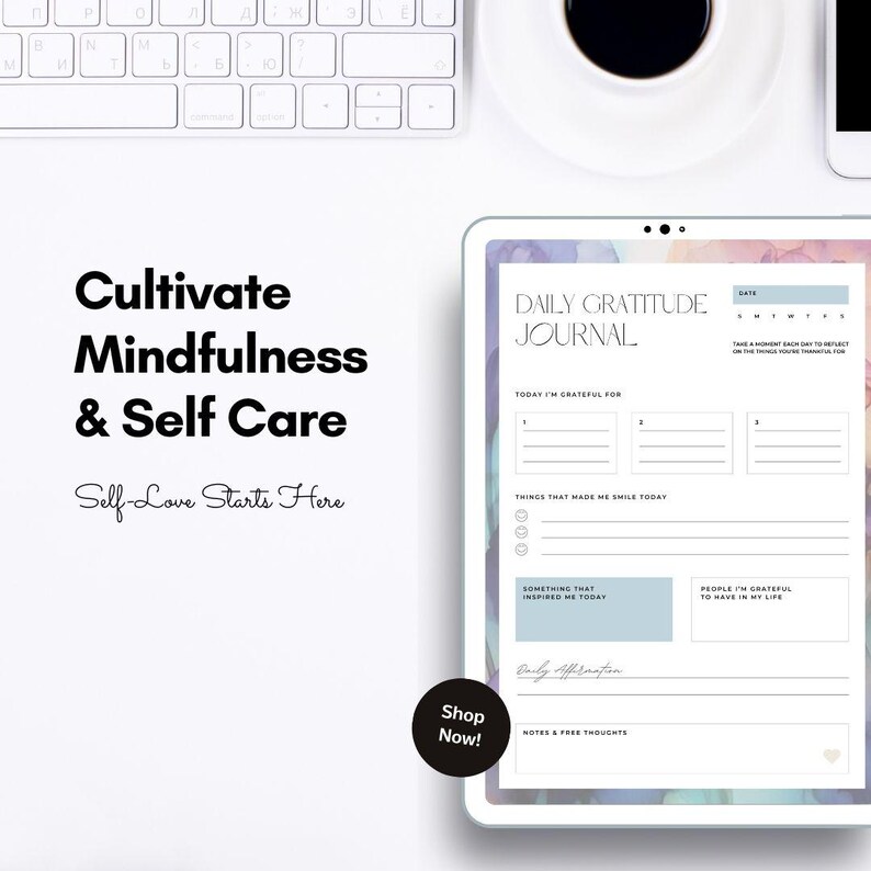 Journal quotidien de gratitude : page de réflexion imprimable (PDF et Canva) image 4
