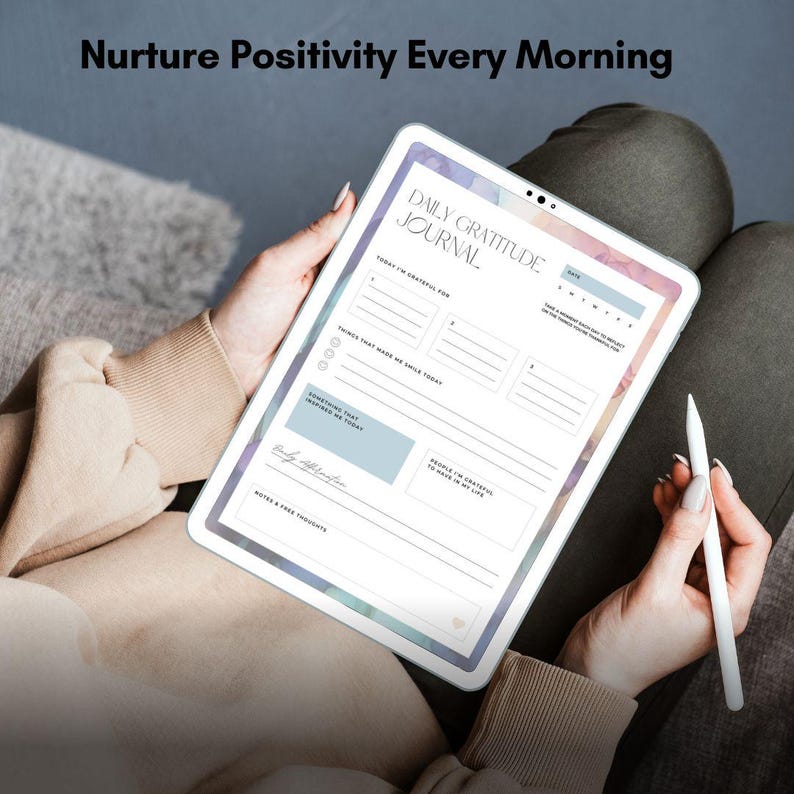 Journal quotidien de gratitude : page de réflexion imprimable (PDF et Canva) image 2