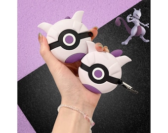 Poke Ball Airpod Case, Mewtwo Earphone Case, Protective Case for Airpod 1 2 3 4 Pro 2 | Anime Gifts