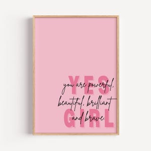 YES GIRL | Typography Quote Poster | Minimalist Simple Home Decor | Feminist Girlboss Motivational Inspirational Poster