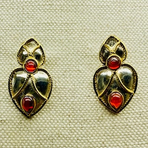 Sterling Silver Peridot two tone Vintage  Earring