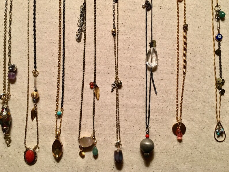 Convertible 32-16 layering talisman vintage charm necklace