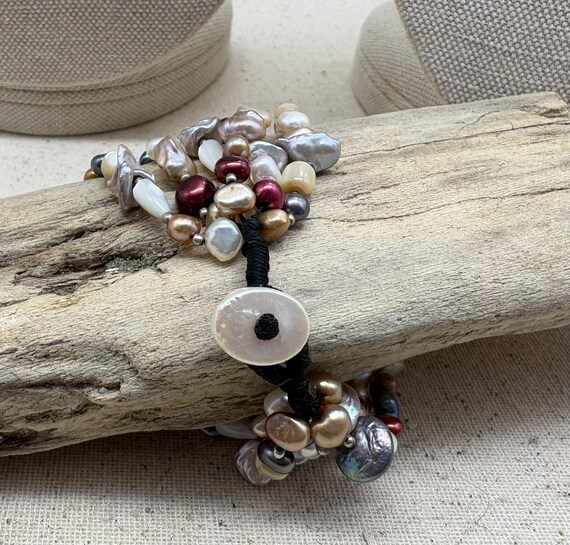Vintage Fresh Water Pearl hand knotted multi strand bracelet