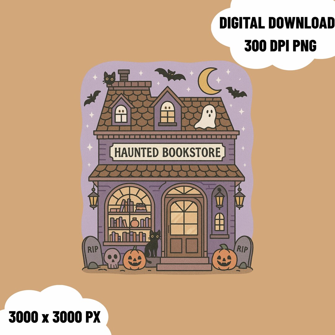 Haunted Bookstore File Png Spooky Ghosts Halloween Cozy Bookish Library ...