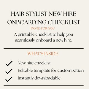Hair Stylist New Hire Onboarding Checklist for Salon Owners | Editable Canva Template