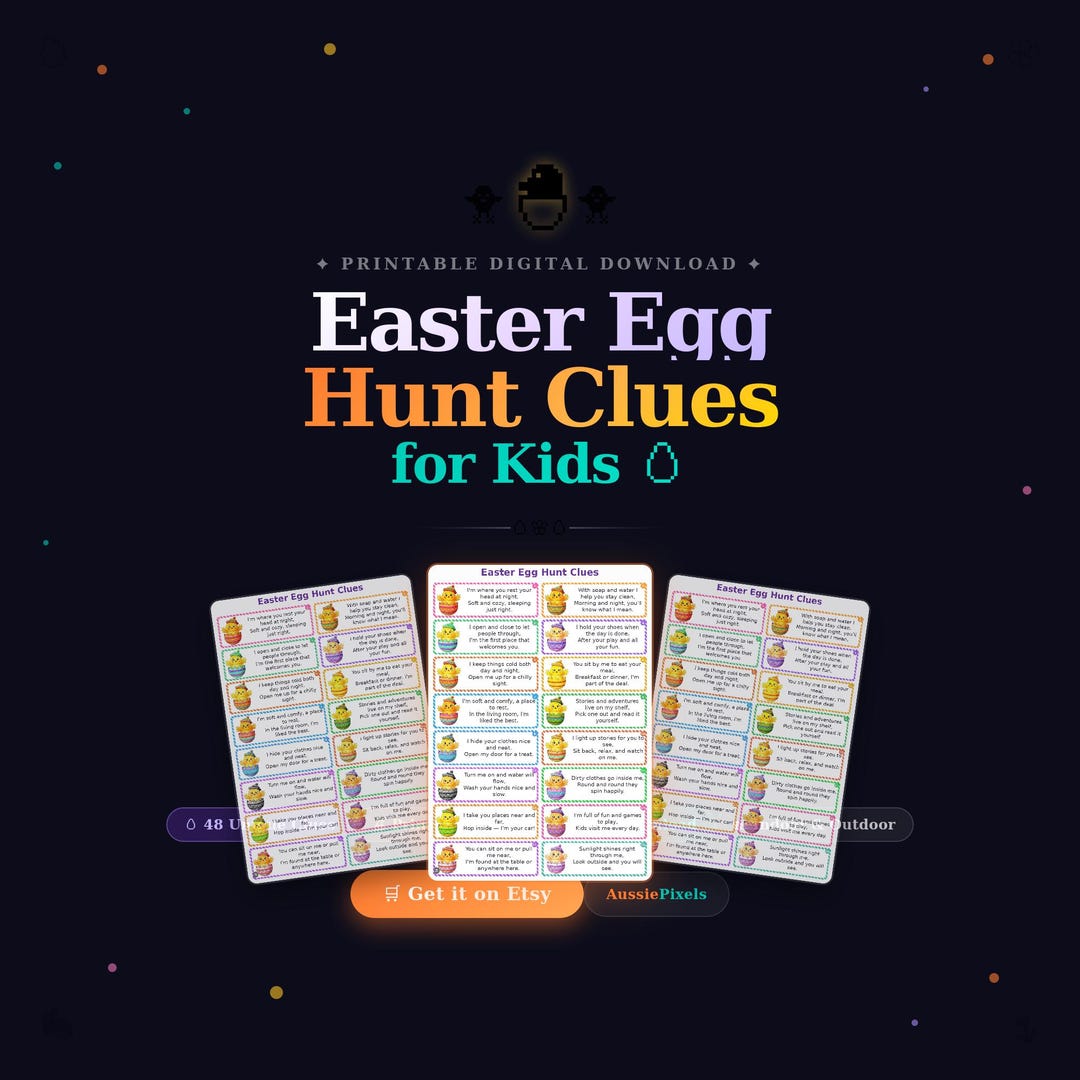 Easter Egg Hunt Scavenger Clue Cards: Indoor & Outdoor Game (printable ...