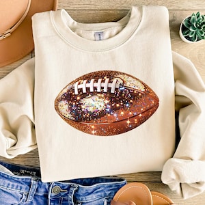Game Day Football Sweater, Glitter Football Mom Sweatshirt, Women’s Gameday Outfit, Sparkly Football Pullover, Fall Sport Season Top