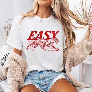 Easy Tiger Comfort Colors® T-Shirt, Graphic Tee, Oversized Retro Tiger Tee, Retro Boho Tee, Oversized Shirt, Unisex Trendy Shirt, Indie Tee