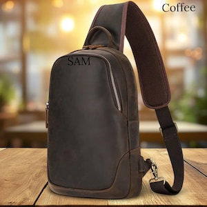 Leather Chest bag, Sling bag for men, Leather Crossbody bag for men, Leather Shoulder bag, Personalized Travel bag, Messenger bag, Gift him