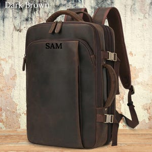 Handmade Crazy Horse Leather Backpack: Personalized Laptop