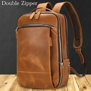 Leren kantoorrugzak heren schooltas reisrugzak schoudertas laptoprugzak, leren tas herentas leren rugzak cadeau voor hem haar