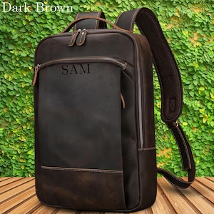 Handmade Leather Backpack: 15.6&quot; Laptop, Travel, Office