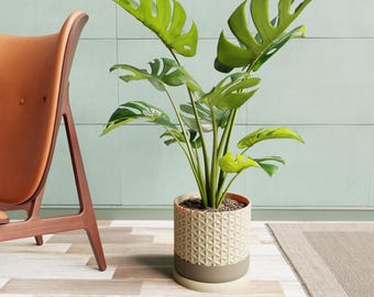 Asanoha Planter: Japanese-Inspired Plant Pot with Drip Tray, Personalized Colors