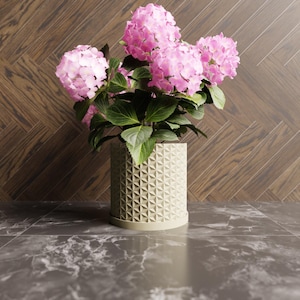 Unique Elegant Planter, Holiday Gift, Modern Indoor Plant Lover Pot, Drainage Holes and Drip Tray, ASANOHA Japanese Aesthetic Design