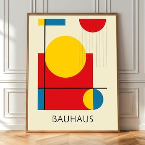 Vibrant Colorful Bauhaus Geometric Composition Poster Print - Modernist Wall Art Home Accent Decor