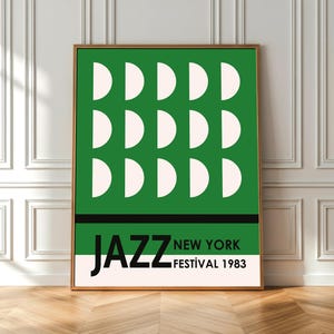 Vintage New York Jazz Festival 1983 Art Print - Retro plakat muzyczny dla entuzjastów jazzu, fajna dekoracja ścienna do domu, pobieranie cyfrowe