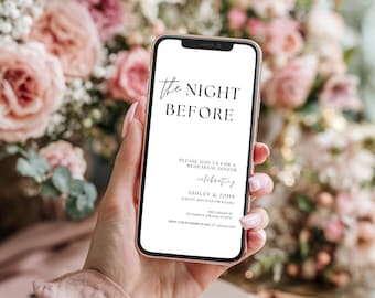 Moderne Probe Abendessen Einladung Vorlage | Bearbeitbar Die Nacht vor der Hochzeit einladen | Minimalistische Leinwand Digitaler Download