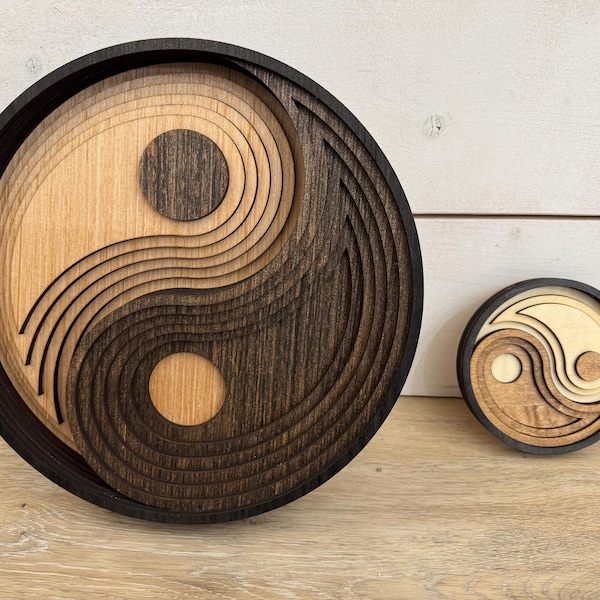 Wooden Yin Yang Sign 5 or 8 layer