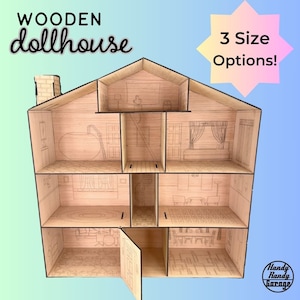 Wooden Dollhouse Kit (Unassembled) three sizes