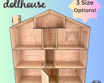 Wooden Dollhouse Kit (Unassembled) three sizes