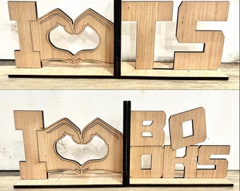 2 Full Sets of Wood Bookends (I love books/I love T.S.)