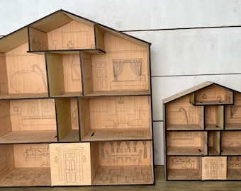 Wooden Dollhouse Kit (Unassembled) 2 smaller sizes