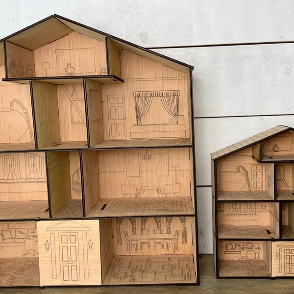Wooden Dollhouse Kit (Unassembled) 2 smaller sizes