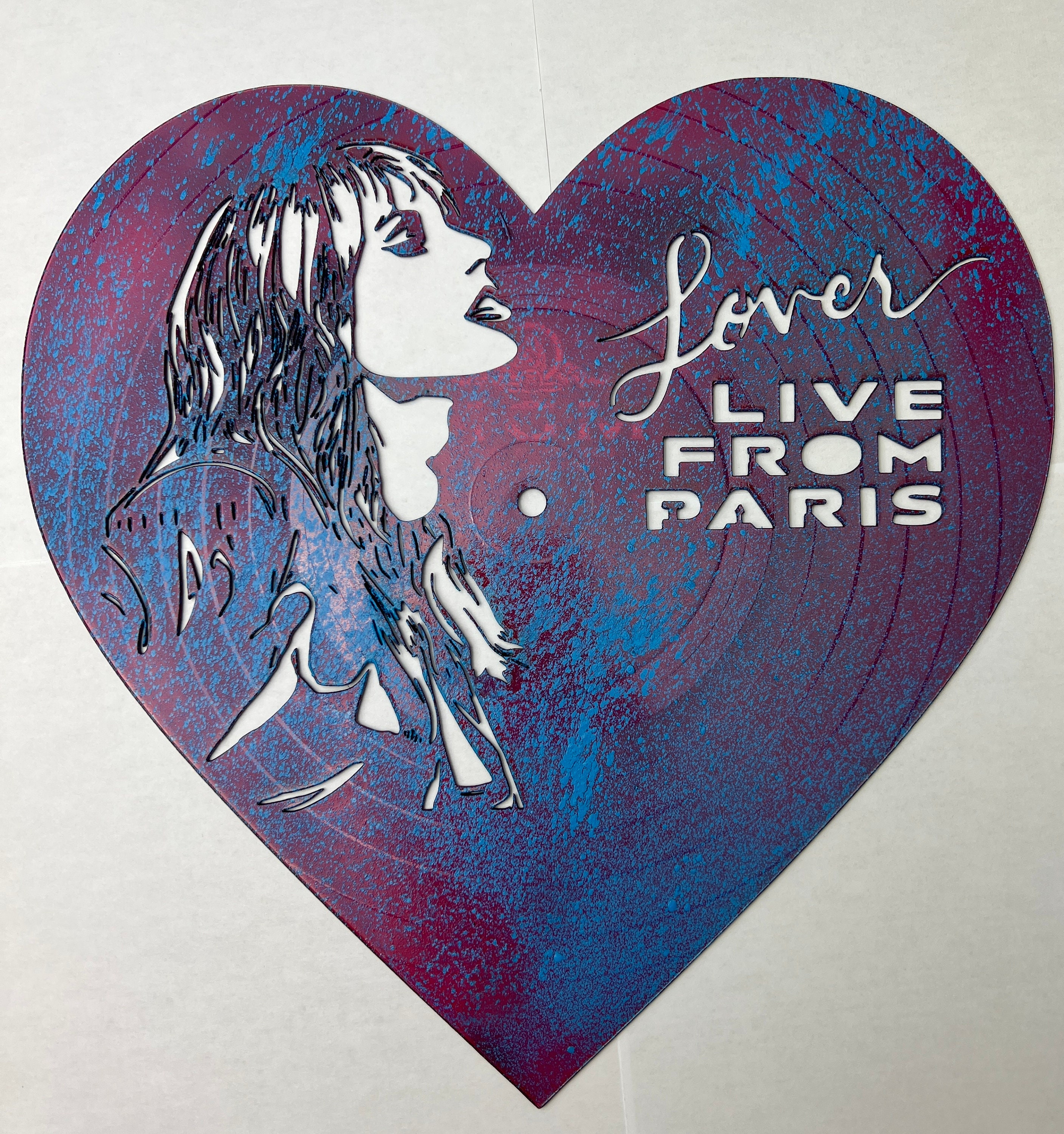 Taylor Swift Lover Vinyl Record Song Lyric Music Art Print - Red Heart Print