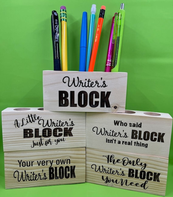 Custom Laser Engraved Wood Pencil Holders Funny Writer's Block