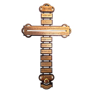 Olive Wood Lord&#39;s Prayer Cross from the Holy Land